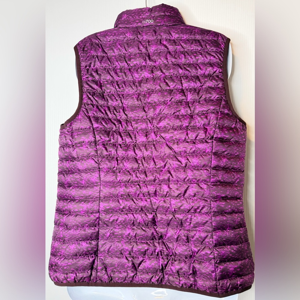 Eddie Bauer EB700 Down Puffer Vest | Purple Ditsy Print - Size Medium | Like New - Picture 4 of 6